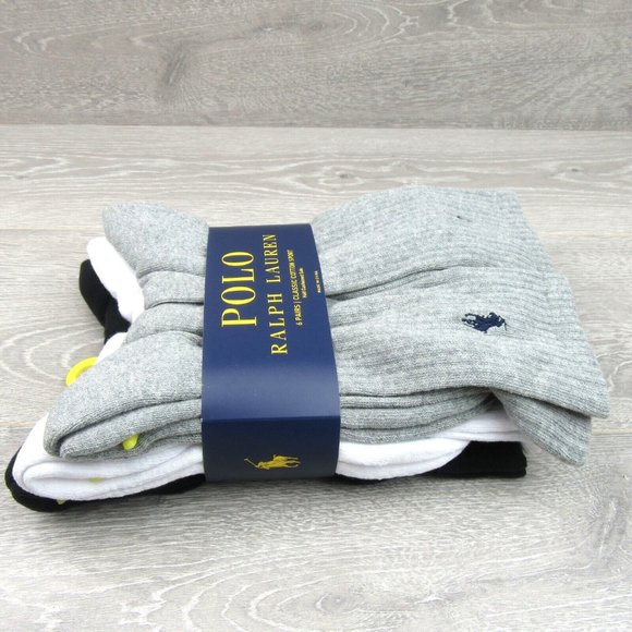Polo Ralph Lauren Classic Sport Cushioned Crew Socks 6 Pack Mens Size 6-12 NEW - Picture 4 of 9